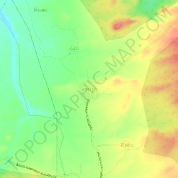 Mappa topografica Natharkui, altitudine, rilievo