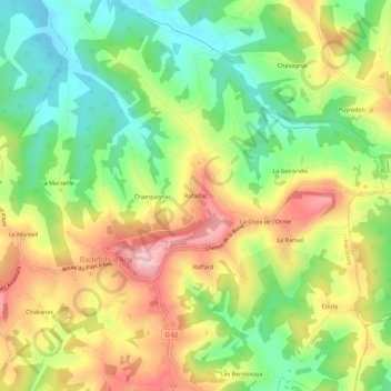 Mappa topografica Rafaillac, altitudine, rilievo