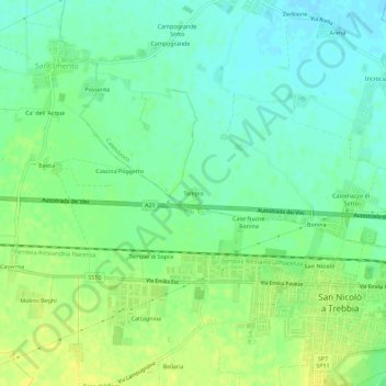 Mappa topografica Tempio, altitudine, rilievo