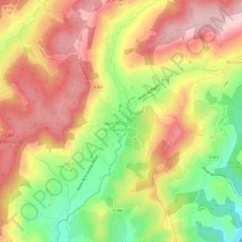 Mappa topografica Place Valfontaine, altitudine, rilievo