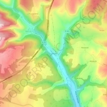 Mappa topografica La Prade, altitudine, rilievo