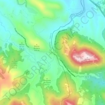 Mappa topografica Fortino, altitudine, rilievo