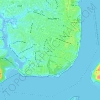 Mappa topografica North Mount Vernon, altitudine, rilievo