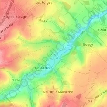 Mappa topografica La Cour d'Arry, altitudine, rilievo