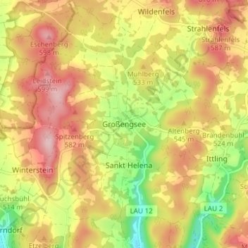 Mappa topografica Großengsee, altitudine, rilievo
