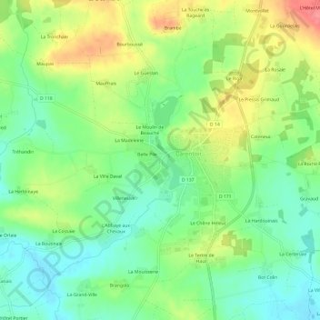 Mappa topografica L'Hôtellerie, altitudine, rilievo