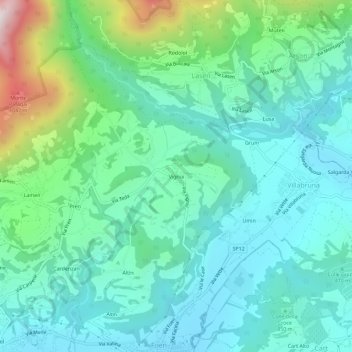 Mappa topografica Vignui, altitudine, rilievo