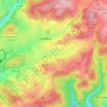 Mappa topografica Bolzenbach, altitudine, rilievo