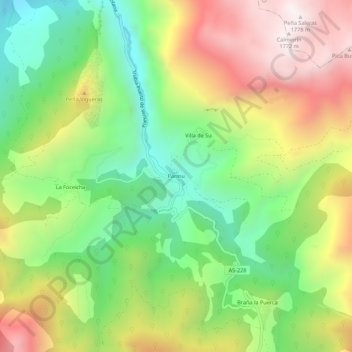 Mappa topografica Páramo, altitudine, rilievo