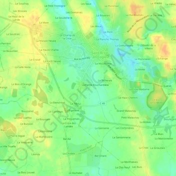 Mappa topografica La Barrière, altitudine, rilievo