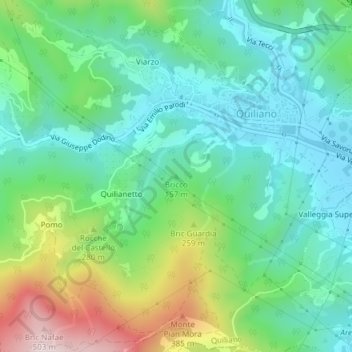 Mappa topografica Bricco, altitudine, rilievo