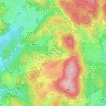 Mappa topografica Le Mas Faucher, altitudine, rilievo