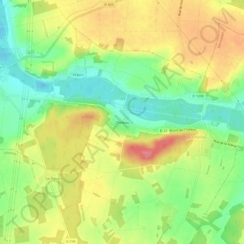 Mappa topografica Challeau, altitudine, rilievo