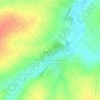 Mappa topografica Mont Bernard, altitudine, rilievo