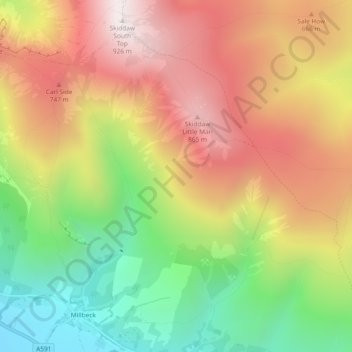 Mappa topografica Grey Crags, altitudine, rilievo