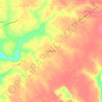 Mappa topografica Rolling Hills, altitudine, rilievo