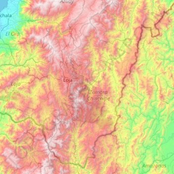 Mappa topografica El Líbano, altitudine, rilievo