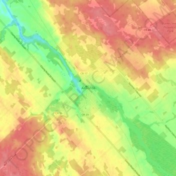 Mappa topografica Almonte, altitudine, rilievo