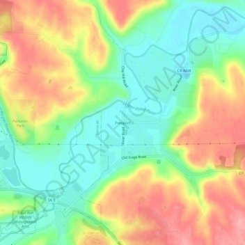 Mappa topografica Freeport, altitudine, rilievo