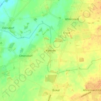 Mappa topografica Klethen, altitudine, rilievo