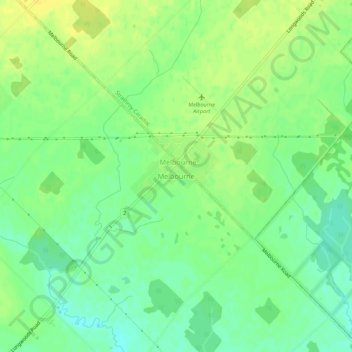 Mappa topografica Melbourne, altitudine, rilievo