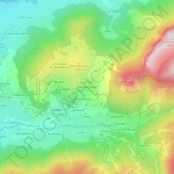 Mappa topografica Fond de Creusaz, altitudine, rilievo