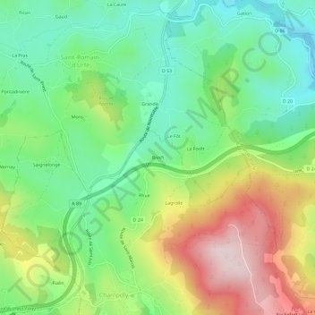 Mappa topografica Boisfi, altitudine, rilievo