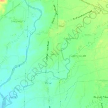 Mappa topografica Franza, altitudine, rilievo