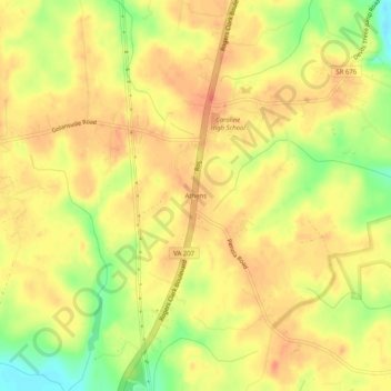 Mappa topografica Athens, altitudine, rilievo