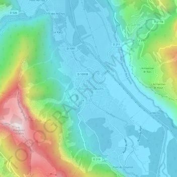 Mappa topografica Le Bourg-d'Oisans, altitudine, rilievo