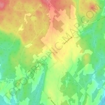 Mappa topografica Middleville, altitudine, rilievo