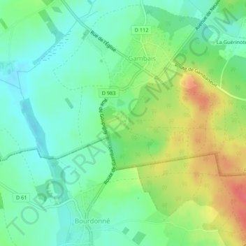 Mappa topografica Château de Neuville, altitudine, rilievo