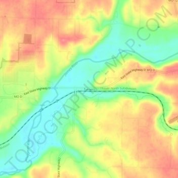 Mappa topografica Turners, altitudine, rilievo