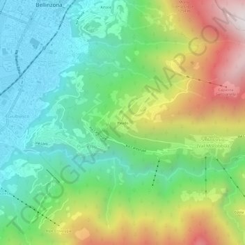 Mappa topografica Paudo, altitudine, rilievo