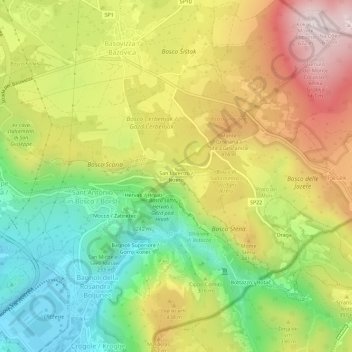 Mappa topografica San Lorenzo, altitudine, rilievo