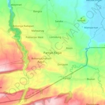 Mappa topografica Pantao Ragat, altitudine, rilievo