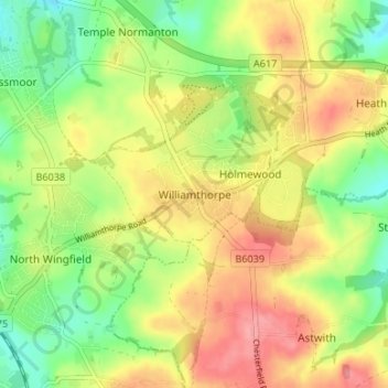 Mappa topografica Williamthorpe, altitudine, rilievo