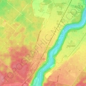 Mappa topografica Gartenstadt, altitudine, rilievo