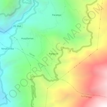 Mappa topografica Ranguas, altitudine, rilievo
