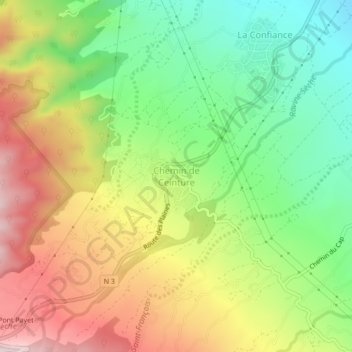 Mappa topografica Chemin de Ceinture, altitudine, rilievo