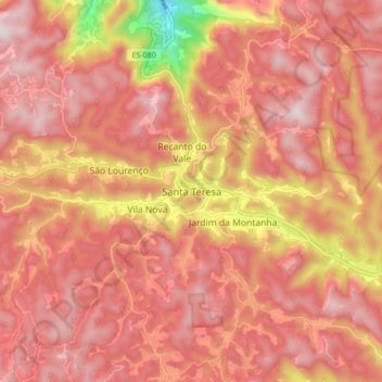 Mappa topografica Santa Teresa, altitudine, rilievo