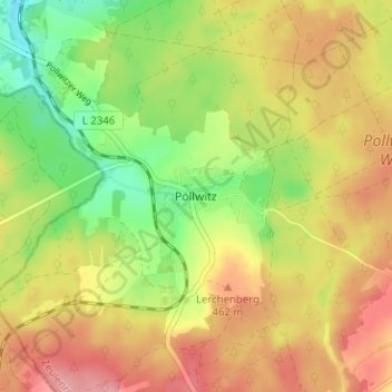 Mappa topografica Pöllwitz, altitudine, rilievo