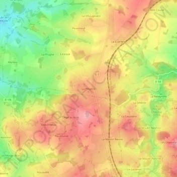 Mappa topografica La Piègerie, altitudine, rilievo