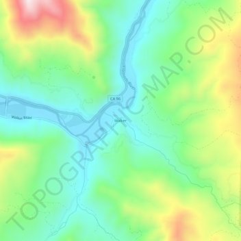 Mappa topografica Walker, altitudine, rilievo