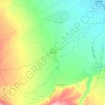 Mappa topografica Sogam, altitudine, rilievo