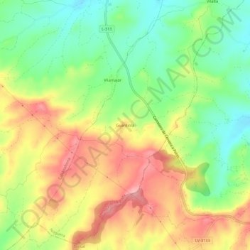 Mappa topografica Guardiola, altitudine, rilievo