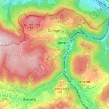 Mappa topografica Ebene, altitudine, rilievo