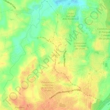 Mappa topografica Urubo, altitudine, rilievo