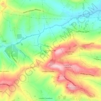 Mappa topografica Località Asola, altitudine, rilievo