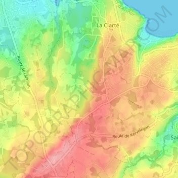 Mappa topografica Kerlessanouet, altitudine, rilievo